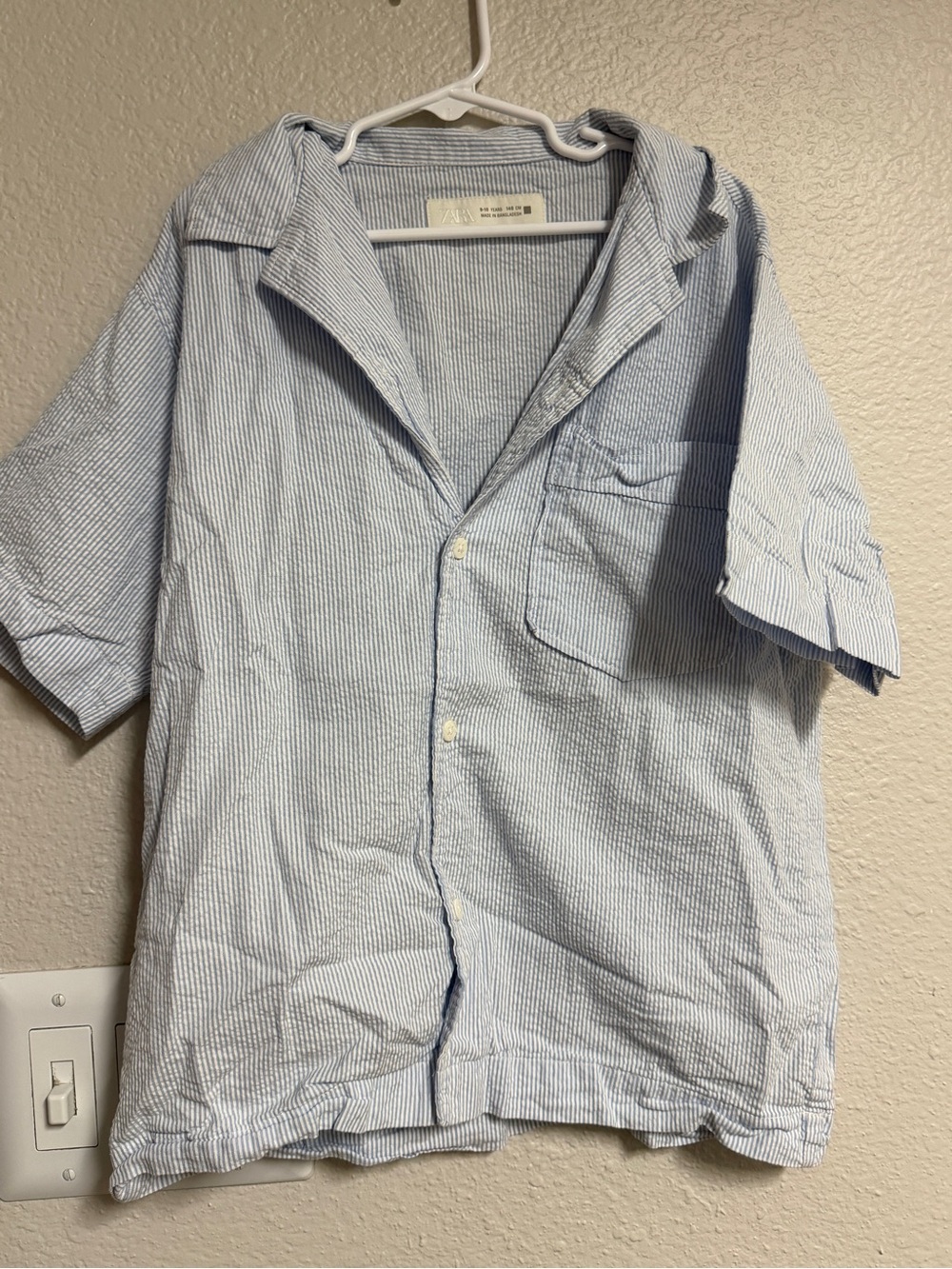 Light Blue Stripe Short-Sleeve boys  Shirt